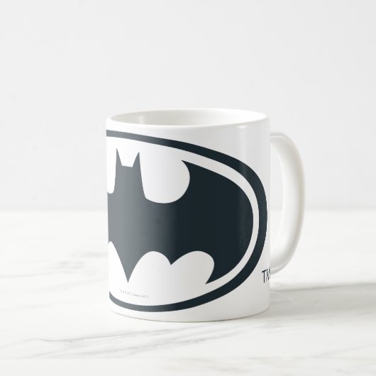 Batman Symbol | Zwarte en witte Logo Koffiemok (Voorkant rechts)