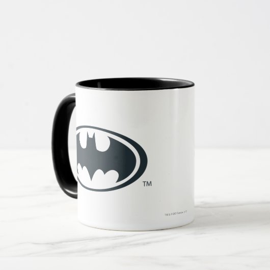 Batman Symbol | Zwarte en witte Logo Mok (Voorkant links)