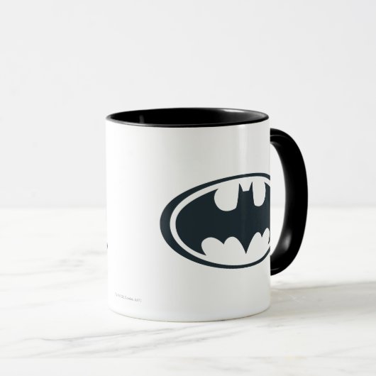 Batman Symbol | Zwarte en witte Logo Mok (Voorkant rechts)