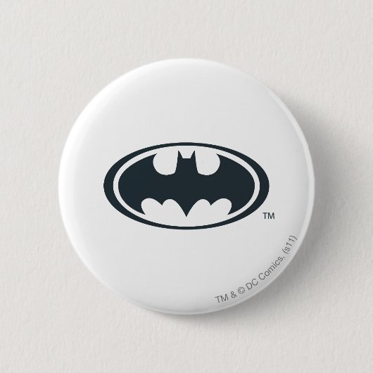Batman Symbol | Zwarte en witte Logo Ronde Button 5,7 Cm (Voorkant)