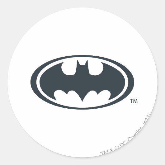 Batman Symbol | Zwarte en witte Logo Ronde Sticker (Voorkant)