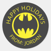 Batman-symbool | BBT Circle Logo PRETTIGE FEESTDAG Ronde Sticker (Voorkant)