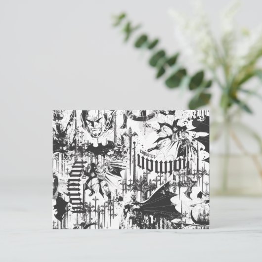 Batman Urban Legends - Caped Crusader Pattern BW Briefkaart (Staand voorkant)