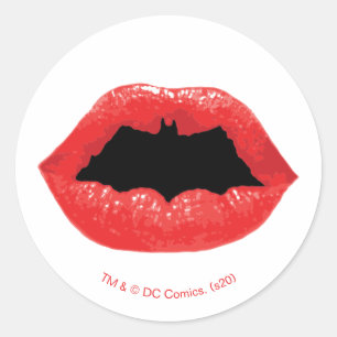 Batman Valentijn   Bat Lips Ronde Sticker