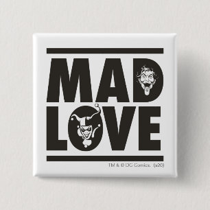 Batman Valentijn   Joker & Harley - Mad Love Vierkante Button 5,1 Cm