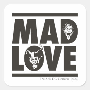 Batman Valentijn   Joker & Harley - Mad Love Vierkante Sticker