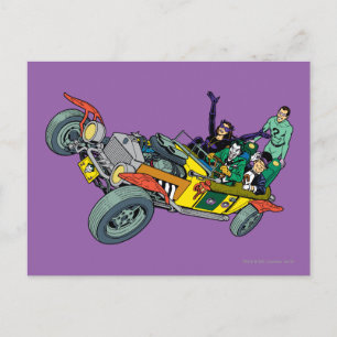Batman Villains in Jokermobile Briefkaart