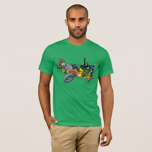 Batman Villains in Jokermobile T-shirt (Voorkant volledig)