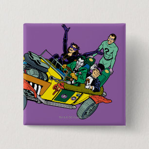 Batman Villains in Jokermobile Vierkante Button 5,1 Cm