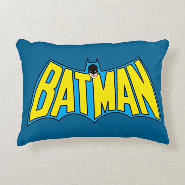 Batman | Vintage Yellow Blue Logo Accent Kussen (Voorkant)