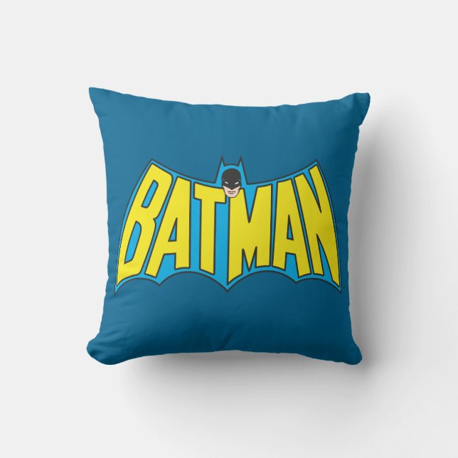 Batman | Vintage Yellow Blue Logo Kussen (Voorkant)