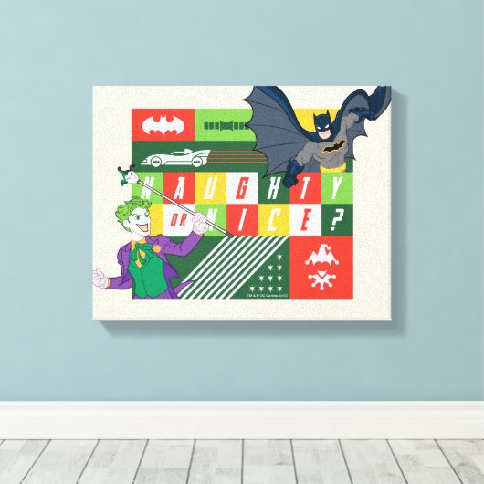 Batman vs Joker "Naughty of Nice" Canvas Afdruk (Insitu (Houten vloer))