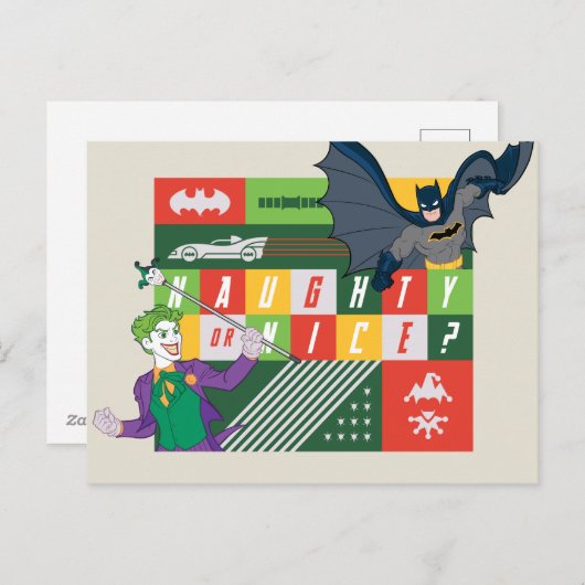 Batman vs Joker "Naughty of Nice" Feestdagenkaart (Voorkant / Achterkant)