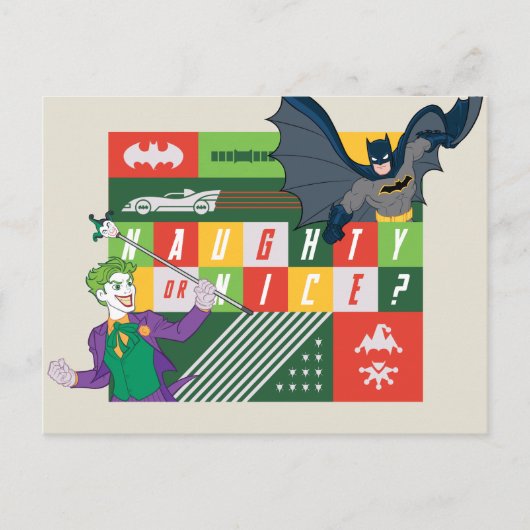 Batman vs Joker "Naughty of Nice" Feestdagenkaart (Voorkant)