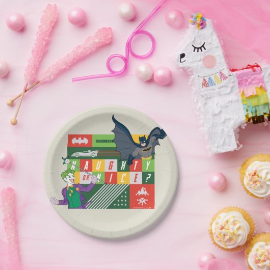 Batman vs Joker "Naughty of Nice" Papieren Bordje (Feest)