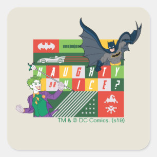 Batman vs Joker "Naughty of Nice" Vierkante Sticker