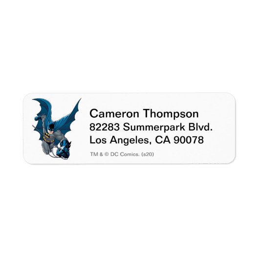 Batman zwaait vanuit touw etiket (Voorkant)