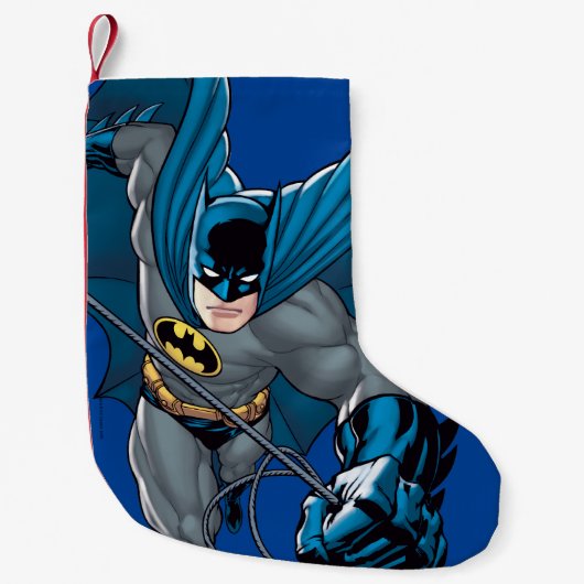 Batman zwaait vanuit touw kleine kerstsok (Voorkant)