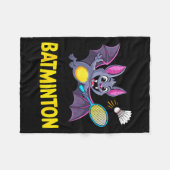Batminton – Funny Cartoon Bat Playing Badminton  Fleece Deken (Voorkant (Horizontaal))
