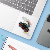 Batmobile Wroom. Sticker (Laptop met iPhone)