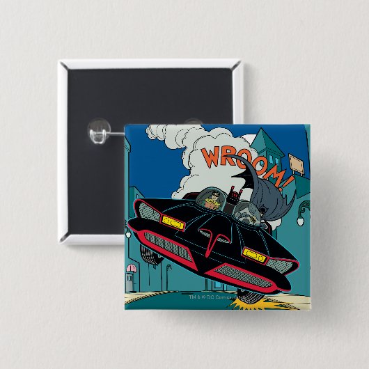 Batmobile Wroom. Vierkante Button 5,1 Cm (Voorkant /achterkant)
