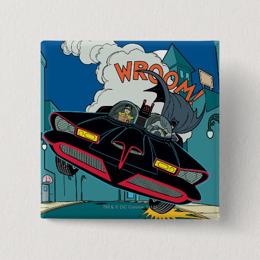 Batmobile Wroom. Vierkante Button 5,1 Cm (Voorkant)