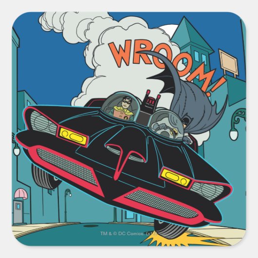 Batmobile Wroom. Vierkante Sticker (Voorkant)