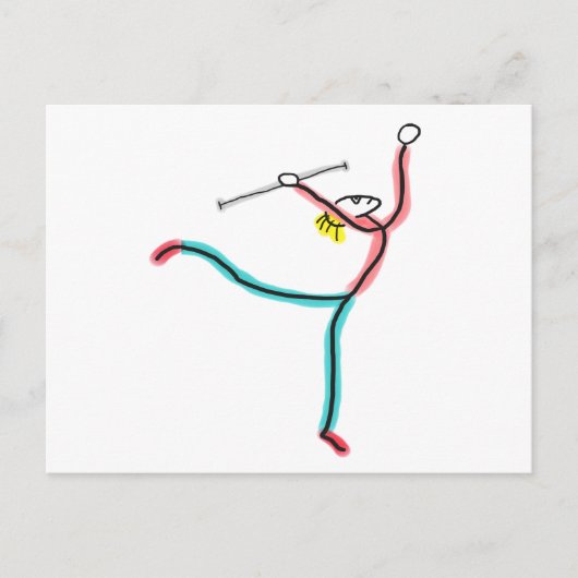 Baton Draaiende Stok Figuur Briefkaart (Voorkant)