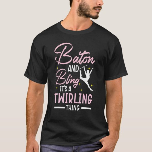 Baton en Bling het is een tweelingse Baton Twirle T-shirt (Voorkant)