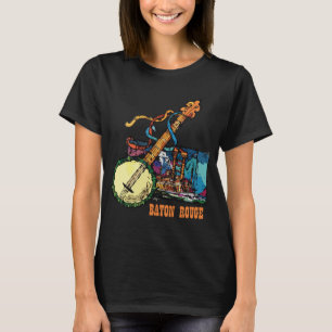 Baton Rouge Banjo Jazz Nacht Retro Reizen T-shirt
