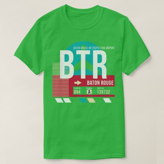 Baton Rouge BTR Airport Code Bagage Label T-shirt (Design voorkant)