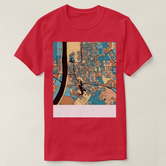 Baton Rouge Kaart Patroon in Mid Century Pastel TS T-shirt (Design voorkant)