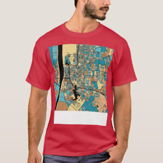Baton Rouge Kaart Patroon in Mid Century Pastel TS T-shirt