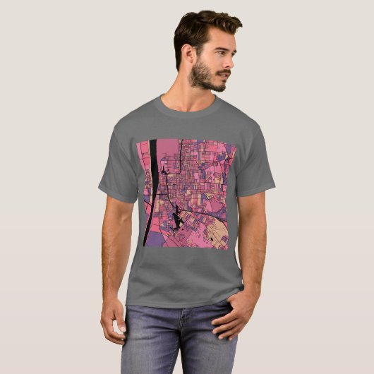 Baton Rouge Kaart Patroon in Paarse Roze Oversized T-shirt (Voorkant volledig)