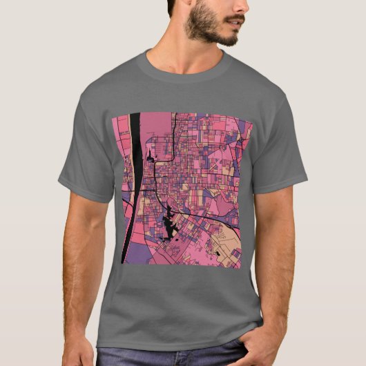 Baton Rouge Kaart Patroon in Paarse Roze Oversized T-shirt (Voorkant)