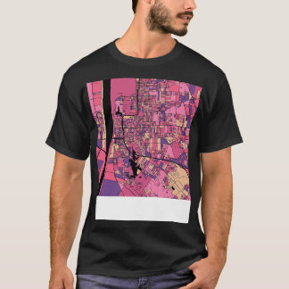 Baton Rouge Kaart Patroon in Paarse Roze TShirt