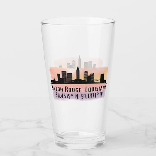Baton Rouge LA City Skyline Glas (Achterkant)