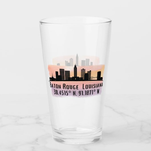 Baton Rouge LA City Skyline Glas (Voorkant)