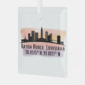 Baton Rouge LA City Skyline Glass Ornament (Voorkant links)
