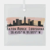 Baton Rouge LA City Skyline Glass Ornament (Voorkant)