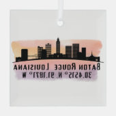Baton Rouge LA City Skyline Glass Ornament (Achterkant)