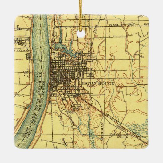 Baton Rouge LA  Map Keramisch Ornament (Achterkant)