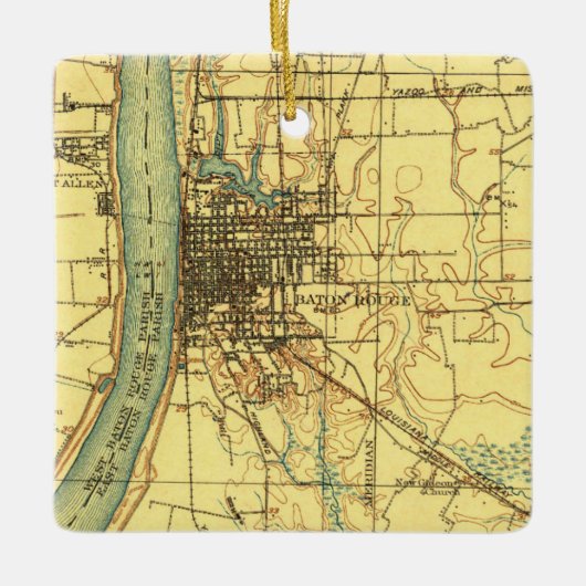 Baton Rouge LA Map Keramisch Ornament (Voorkant)