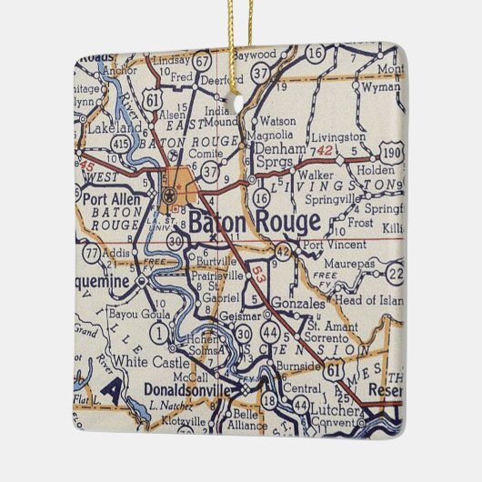 Baton Rouge LA Map Keramisch Ornament (Links)