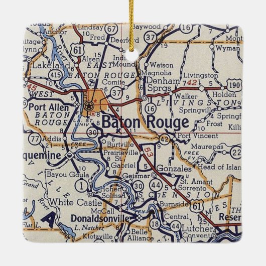Baton Rouge LA  Map Keramisch Ornament (Achterkant)