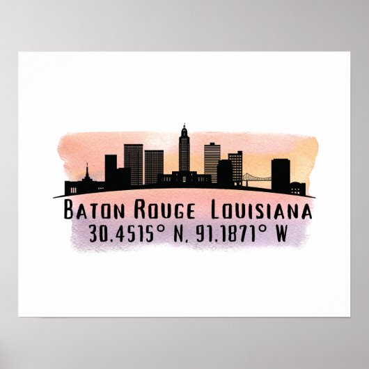 Baton Rouge LA Stadssilhouet  Poster (Voorkant)