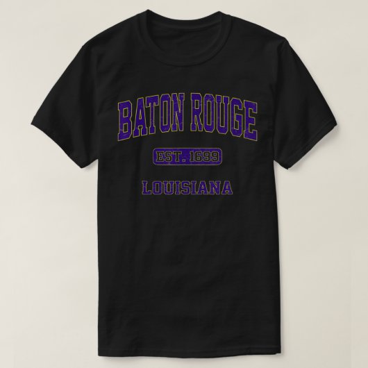 Baton Rouge Louisiana  Athletic stijl van de Staat T-shirt (Design voorkant)