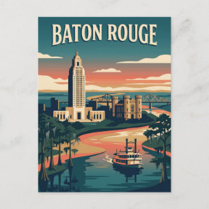 Baton Rouge Louisiana Riverfront Vintage Poster Briefkaart