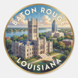 Baton Rouge Louisiana State Capitol Ronde Sticker