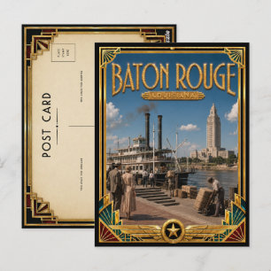 Baton Rouge Louisiana Vintage Art Deco Gouden Tijd Briefkaart